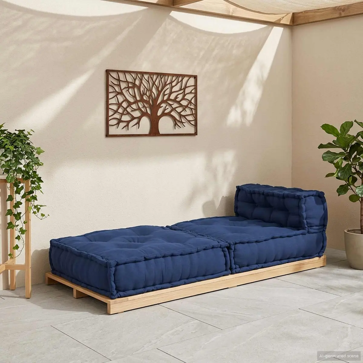 Modular Sofa Unit Blue Fabric 70x70x56cm Breathable Cushion Indoor Outdoor Lounge Seating