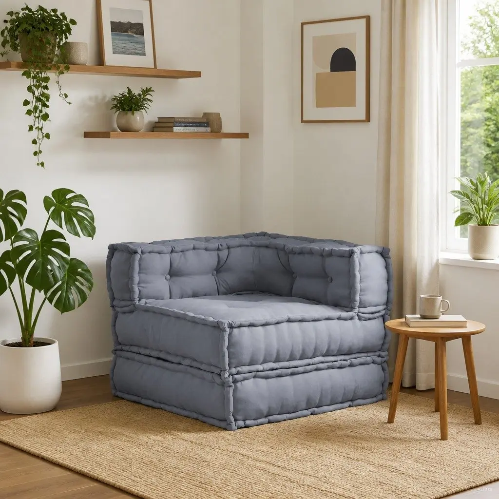 Grey Modular Sofa Unit 70x70x56cm for Flexible Spaces