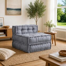 Modular Sofa Unit Grey 70x70x56cm Fabric Cushion Seating Indoor Outdoor Lounge