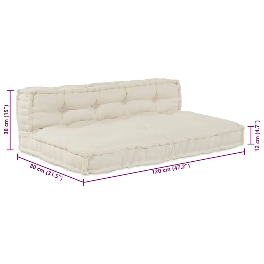 Pallet Sofa Cushion Cream 120 x 80 x 38 cm Modern Indoor Outdoor Seating 2 Piece