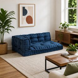 Pallet Sofa Cushion 3 pcs Blue 120 x 80 x 38 cm Modular Seating Foam Fabric