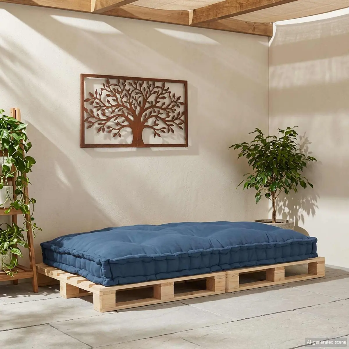 Pallet Sofa Cushion Blue 120 x 80 x 12 cm Fabric Indoor Outdoor Modular