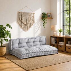 Compact Grey Pallet Sofa Cushion Set, 2 pcs, 120x80x38cm