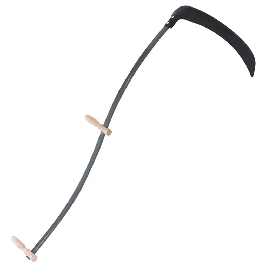 Scythe Black 145cm Steel Blade Curved Garden Tool with Grinding Stone for Grass Cutting and Weeds Removal