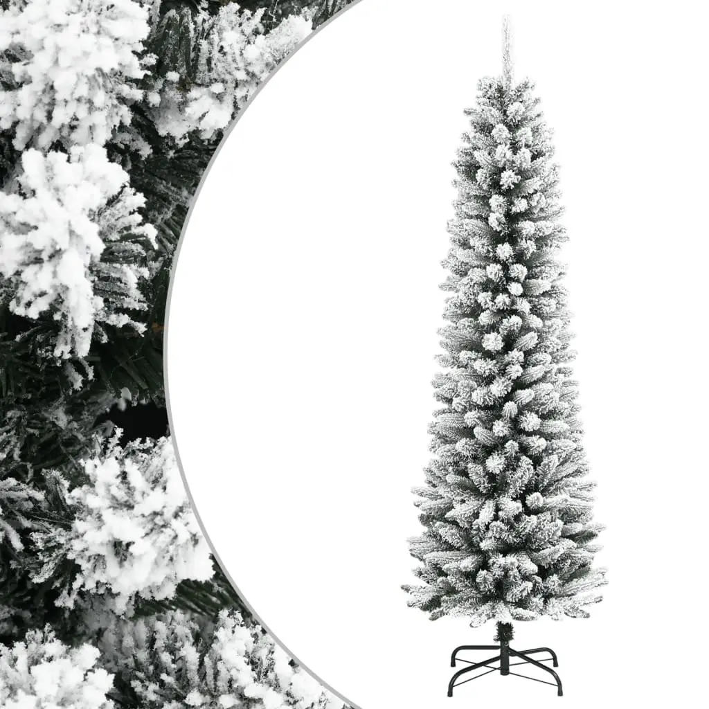 Artificial Christmas Tree White 120cm Slim Bushy Realistic Flocked Snow PVC PE