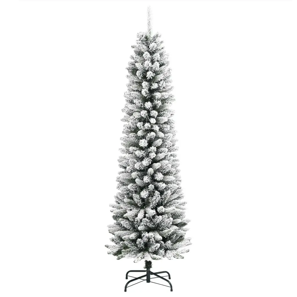 Artificial Christmas Tree White 120cm Slim Bushy Realistic Flocked Snow PVC PE