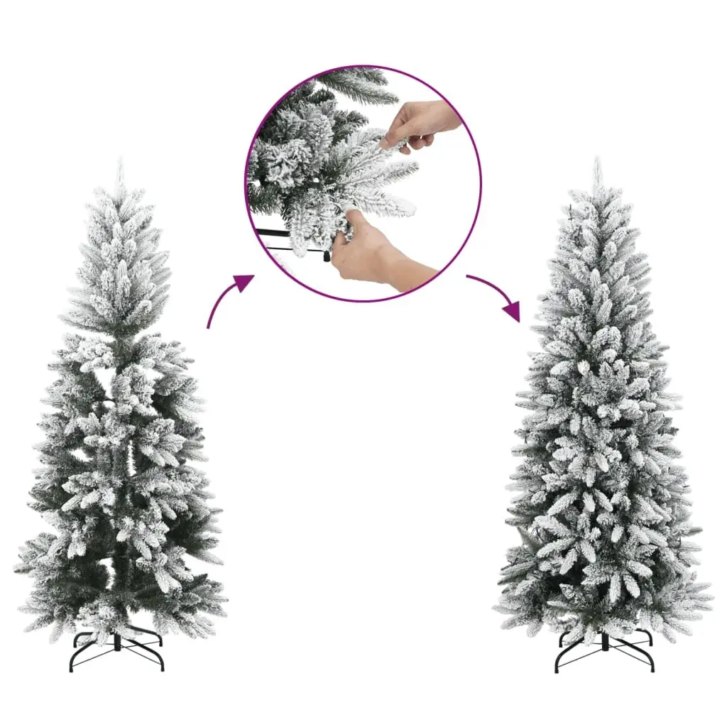 Artificial Christmas Tree White 120cm Slim Bushy Realistic Flocked Snow PVC PE