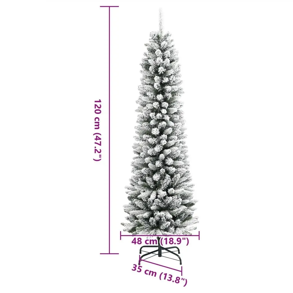 Artificial Christmas Tree White 120cm Slim Bushy Realistic Flocked Snow PVC PE