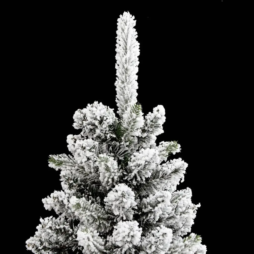 Artificial Slim Christmas Tree 210cm Flocked Snow White PVC PE Holiday Decor