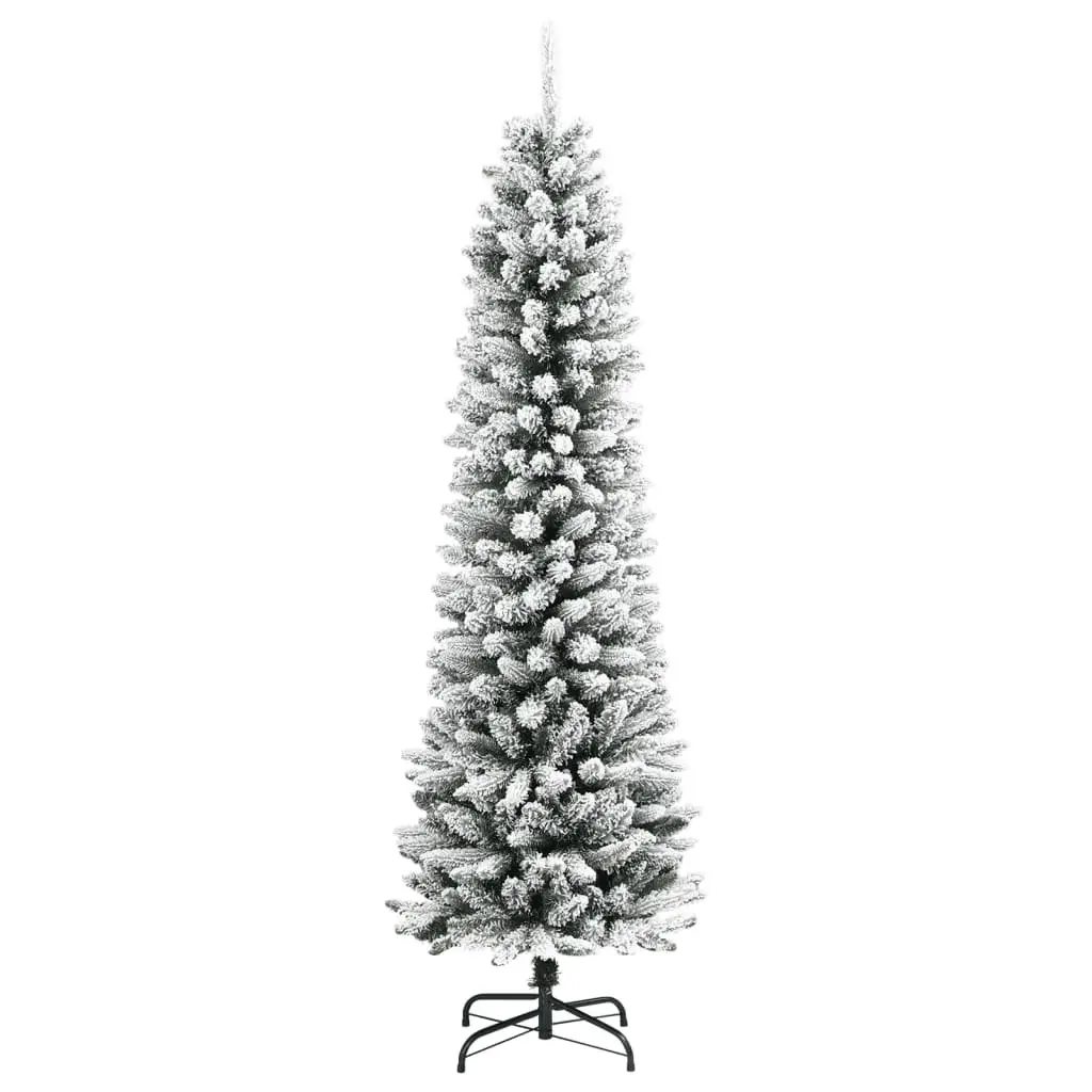 Artificial Christmas Tree White 240cm Slim Bushy PVC PE Flocked Snow Decor