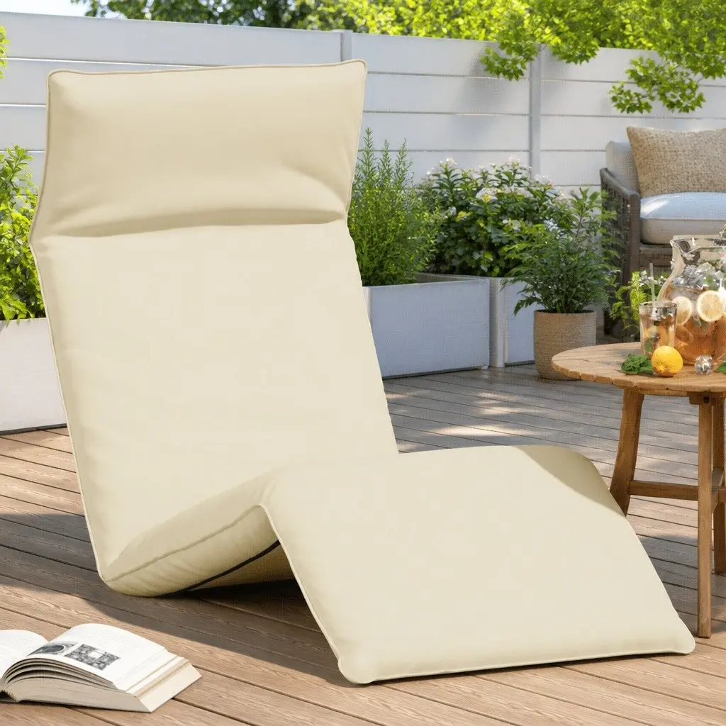 Folding Sun Lounger in Cream
