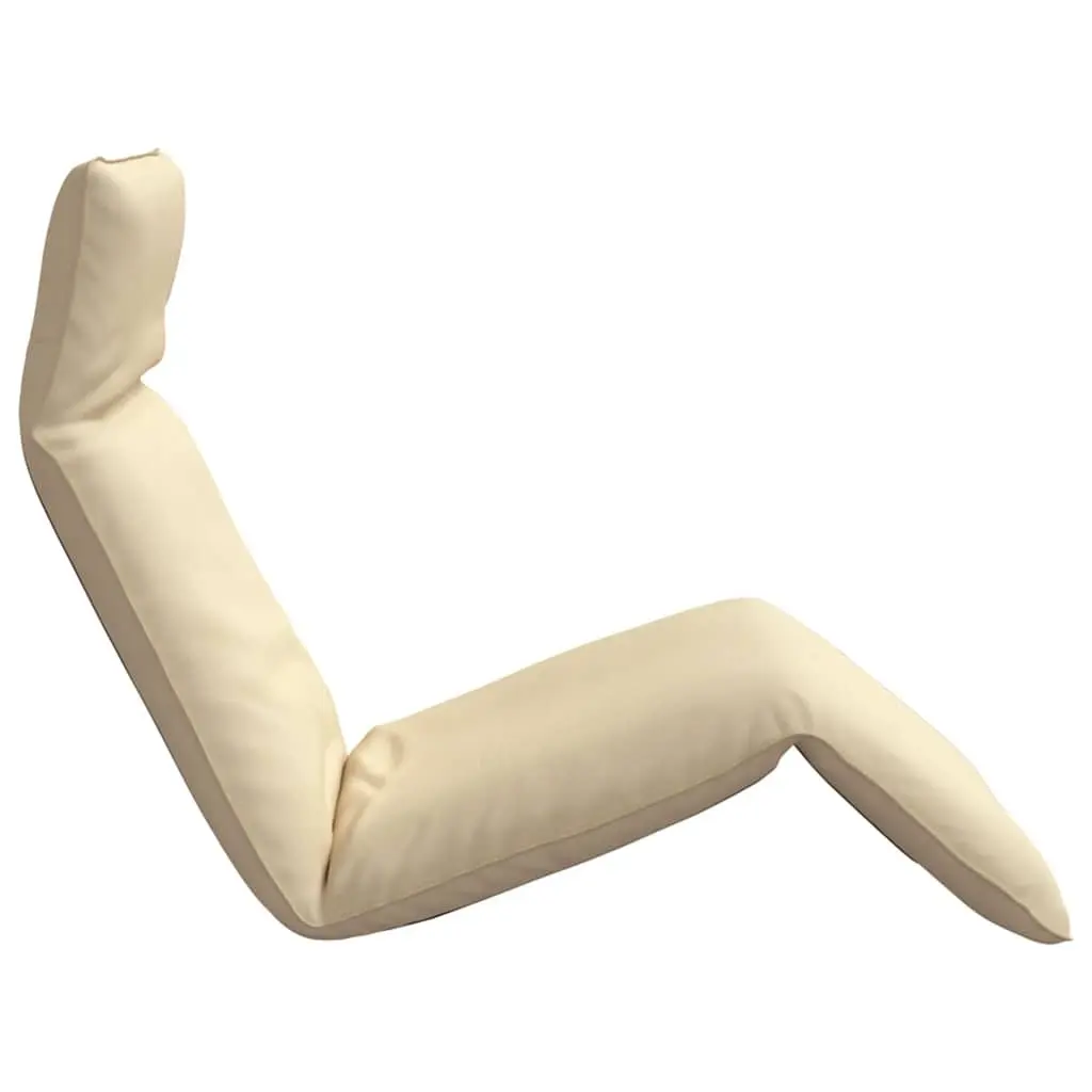 Folding Sun Lounger Beige Manual Reclining Outdoor Chair 5 Adjustable Positions