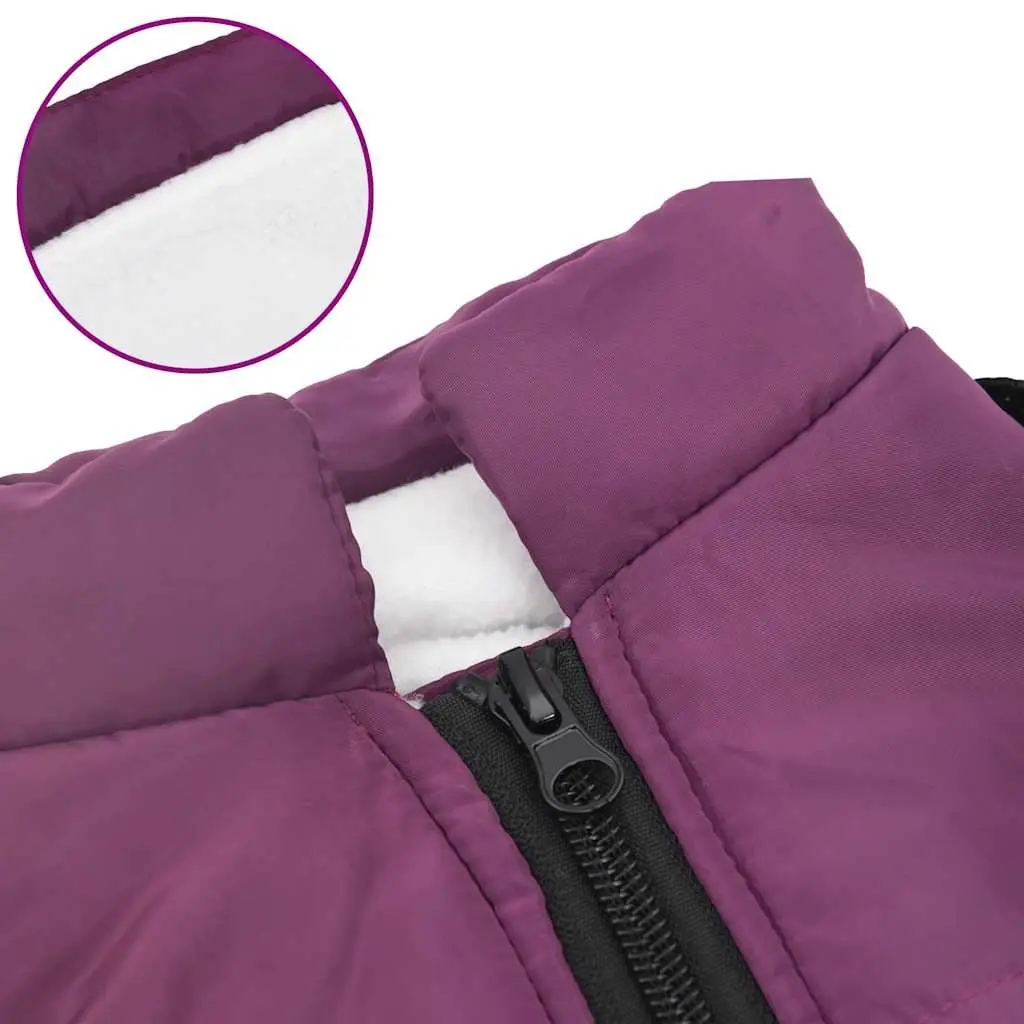 Dog Coat with Built-in Harness Waterproof Reflective Winter Pet Jacket L Purple