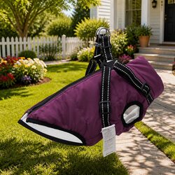 Winter Dog Coat with Harness 2XL Purple