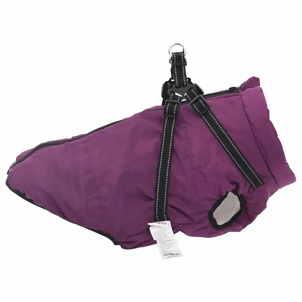 Dog Coat with Built-In Harness Waterproof Reflective Winter Jacket Purple 3XL