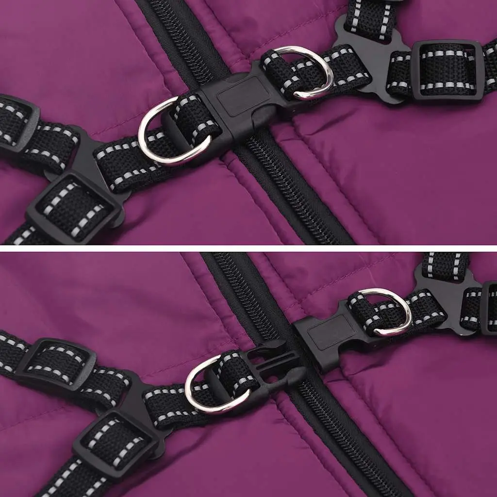 Dog Coat with Built-In Harness Waterproof Reflective Winter Jacket Purple 3XL