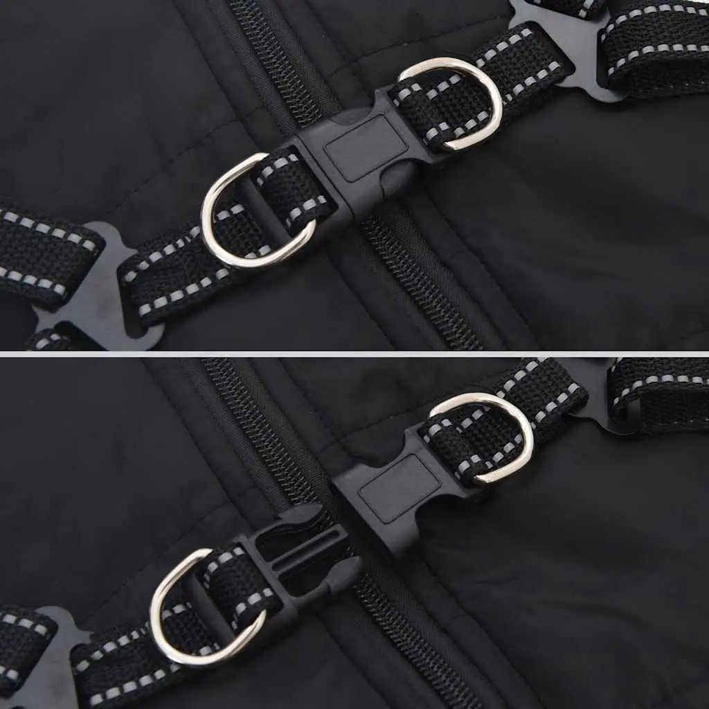 Dog Coat with Built-in Harness Waterproof Reflective Winter Jacket Black S