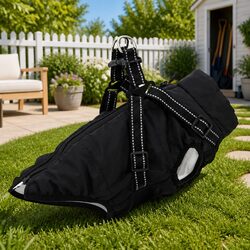 Compact Waterproof Dog Coat with Built-in Harness