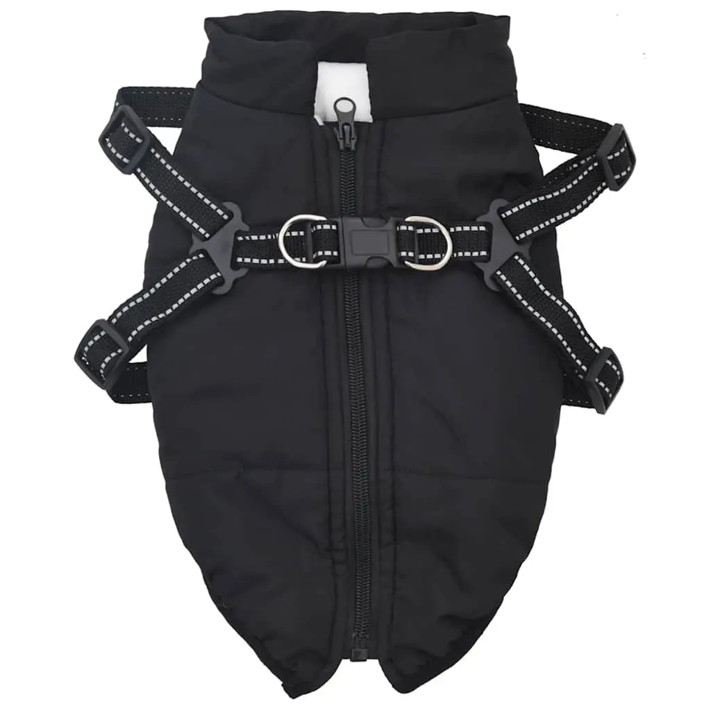 Dog Coat with Built-in Harness Waterproof Reflective Winter Jacket XL Black
