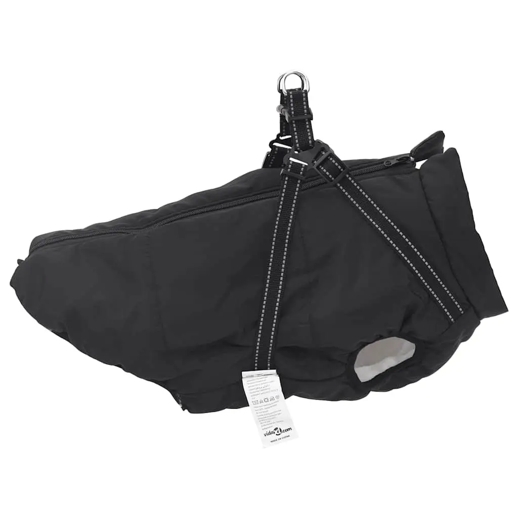 Dog Coat with Built-in Harness Waterproof Reflective Winter Jacket 3XL Black