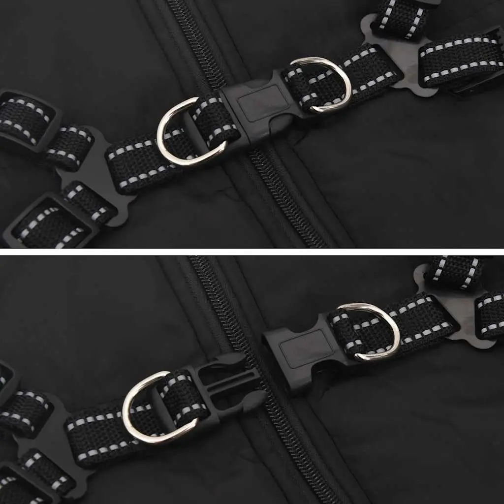 Dog Coat with Built-in Harness Waterproof Reflective Winter Jacket 3XL Black