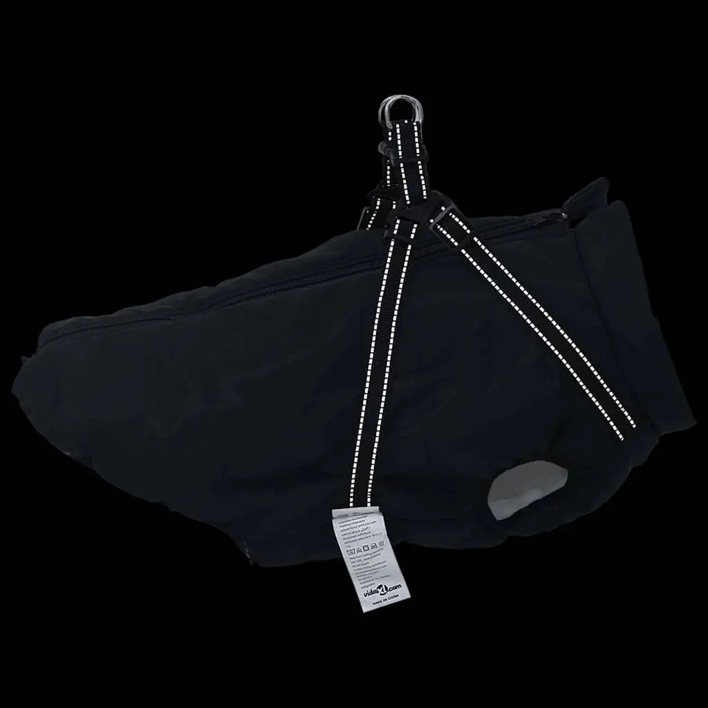 Dog Coat with Built-in Harness Waterproof Reflective Winter Jacket 3XL Black