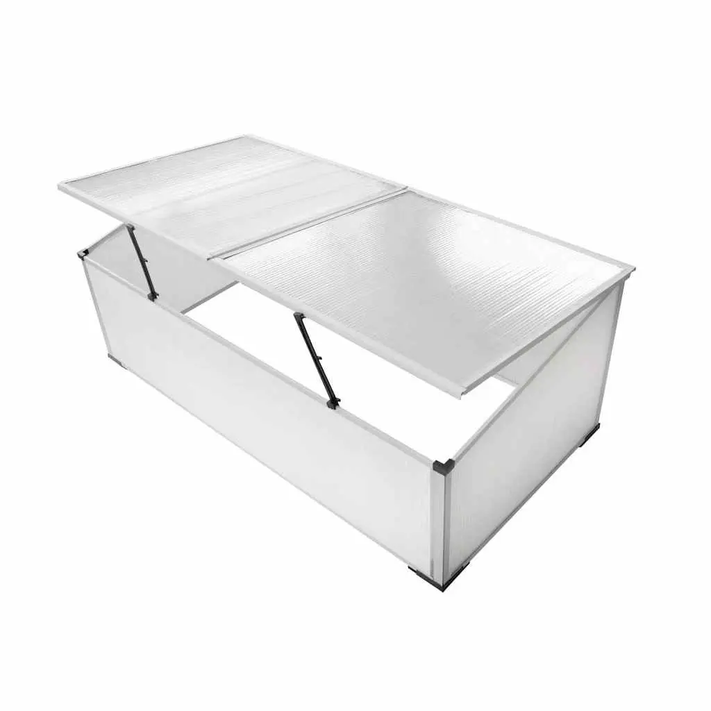 Cold Frame Greenhouse Transparent Polycarbonate 2 Lids Mini Garden Plant Protection