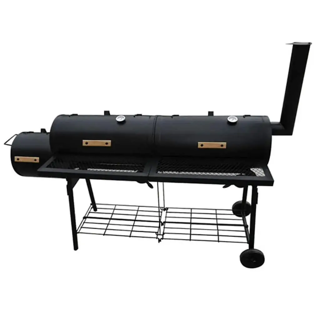 Smoker BBQ Black XL Offset Smoker Grill Outdoor Charcoal Fire Box