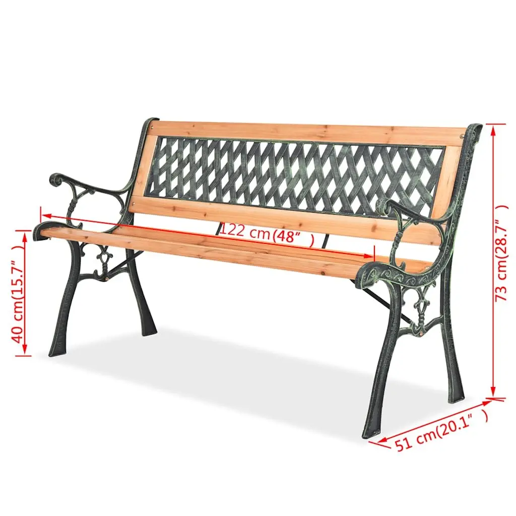 Garden Bench Brown 122 cm Wooden Decorative Outdoor Seating