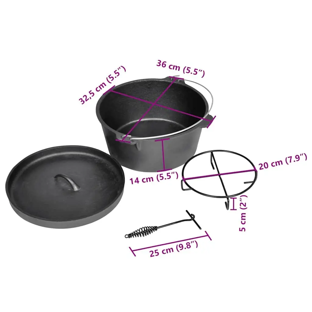 Dutch Oven Cooking Pot 9QT Camping Cookware Casserole Stew Roast Pot with Case