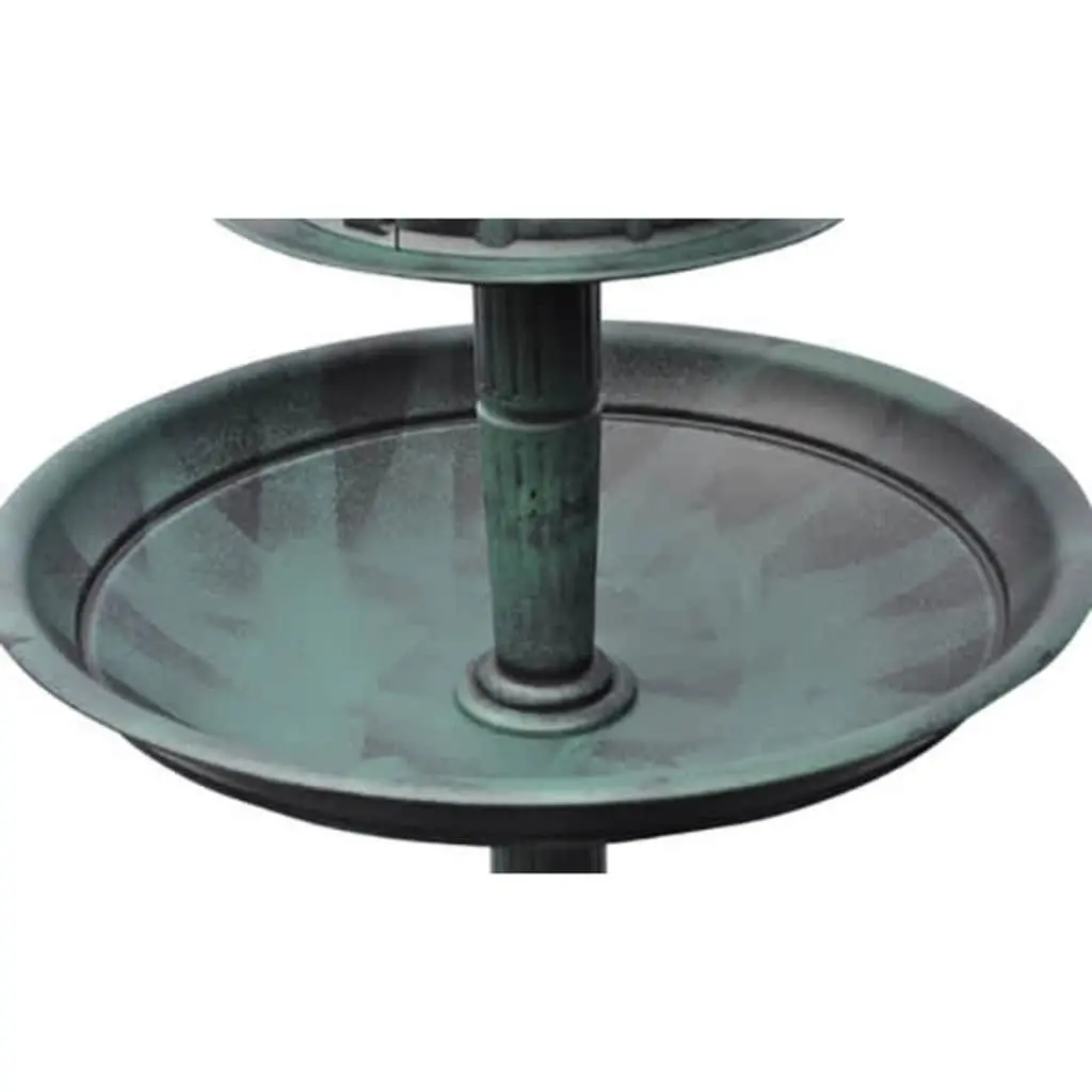 Bird Bath Green Outdoor Garden Decor with Solar Light