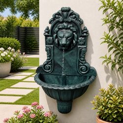 Wall Fountain Lion Head Design Green Indoor Decorative Water Feature Pump Hose