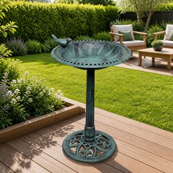 Compact and Stylish Green Bird Bath for Gardens