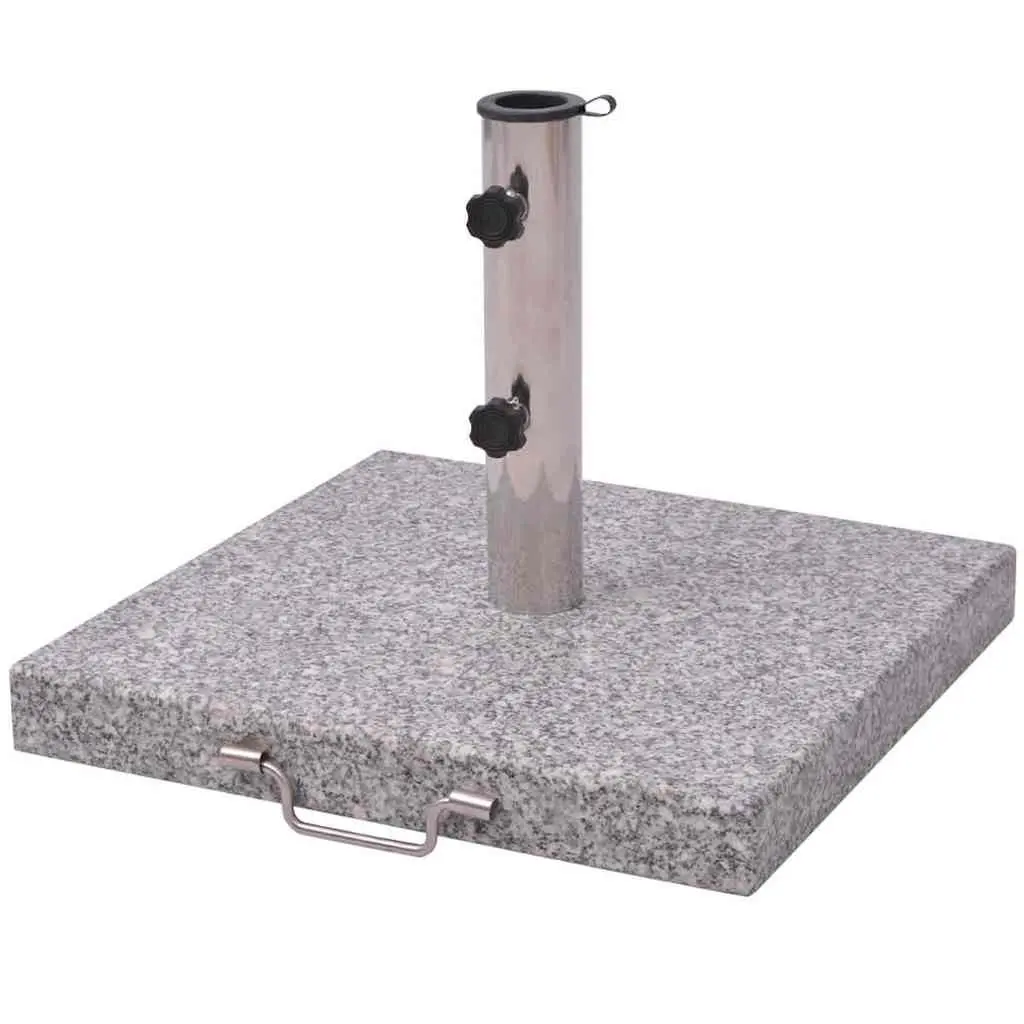 Parasol Stand Grey 45cm Polished Granite Base Stainless Steel for Outdoor Umbrellas