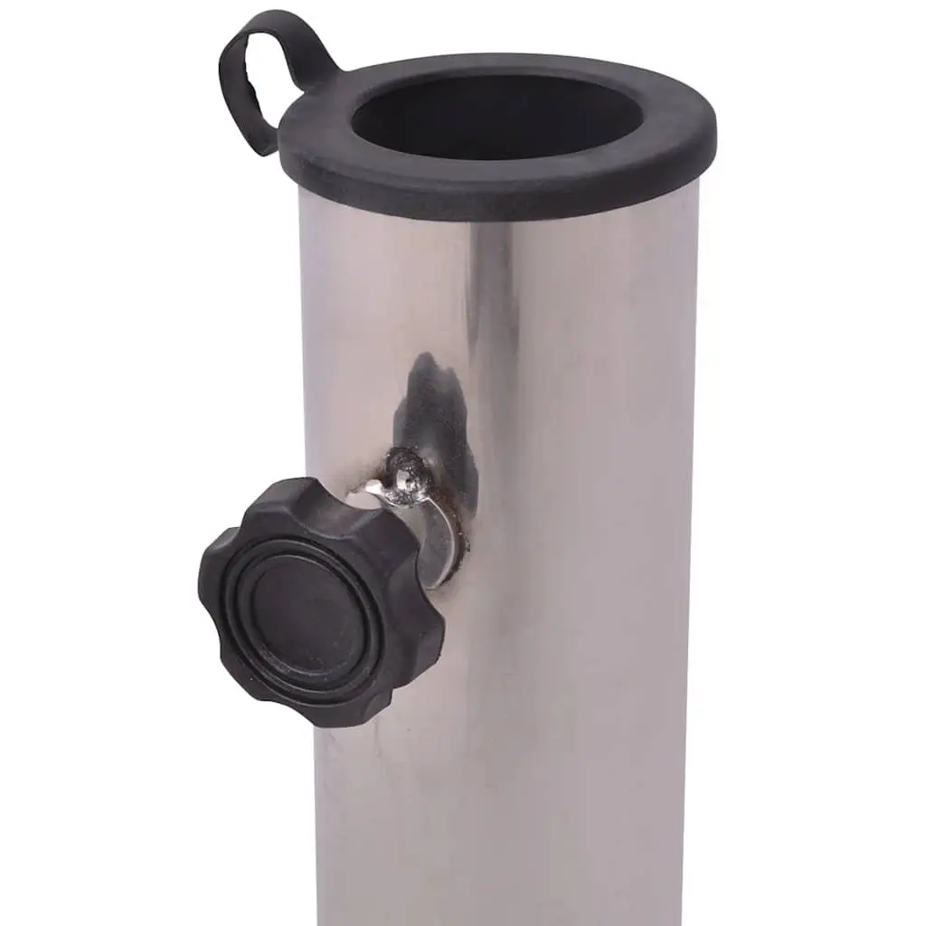 Parasol Stand Grey 45cm Polished Granite Base Stainless Steel for Outdoor Umbrellas