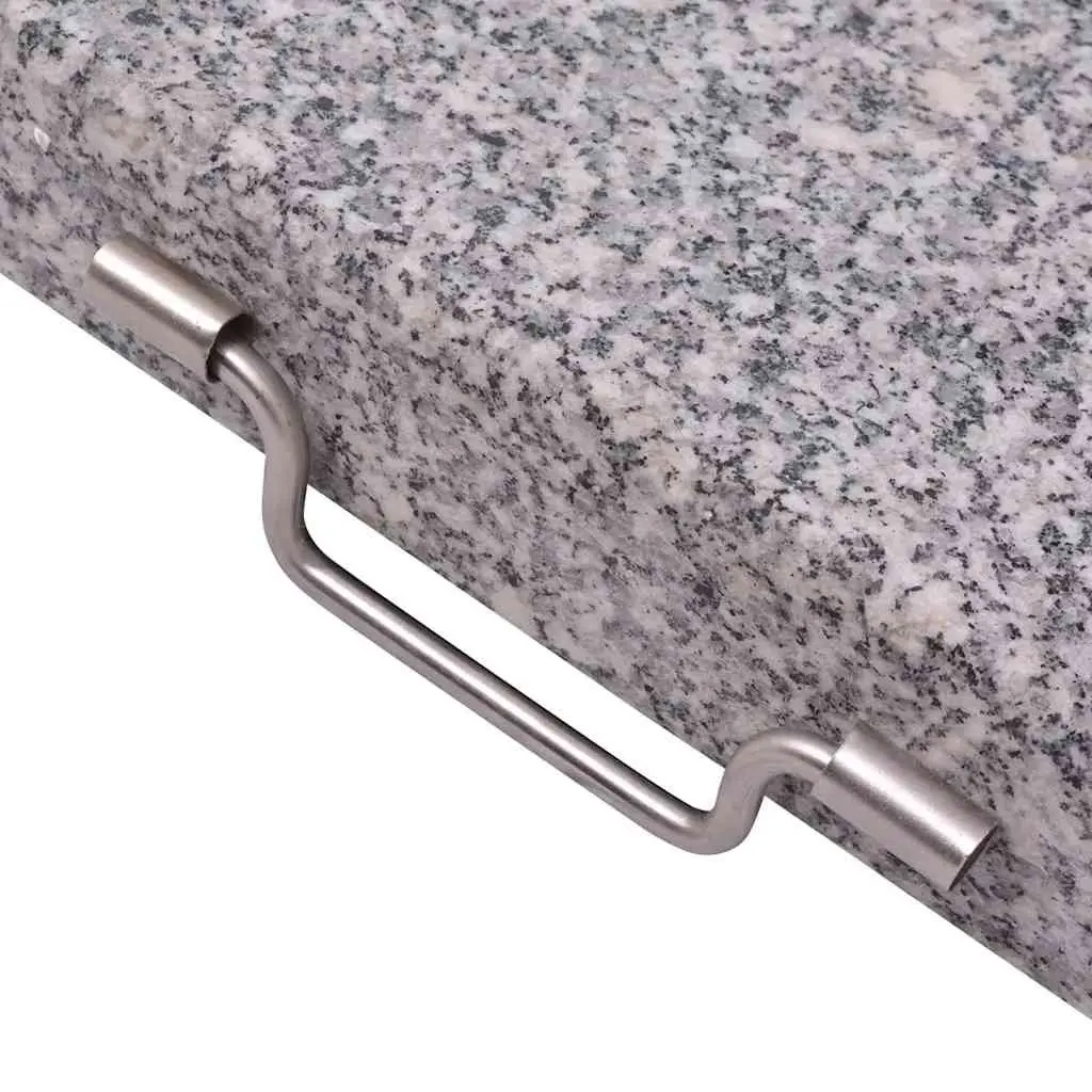 Parasol Stand Grey 45cm Polished Granite Base Stainless Steel for Outdoor Umbrellas