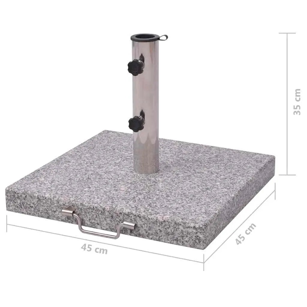 Parasol Stand Grey 45cm Polished Granite Base Stainless Steel for Outdoor Umbrellas