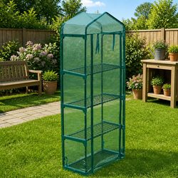 Greenhouse with 4 Shelves Garden Plant Storage Outdoor Portable Green Cover