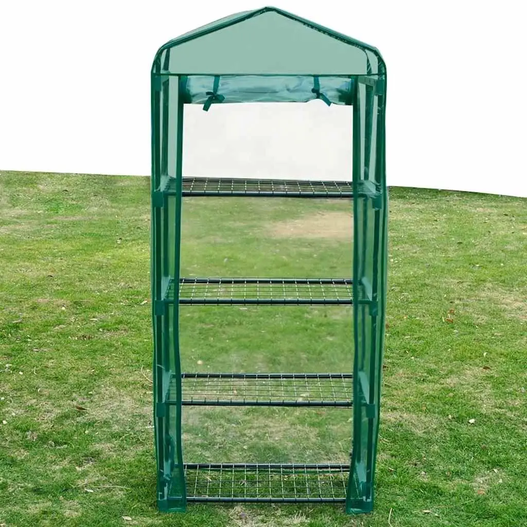 Greenhouse Green 69 x 32 x 160 cm Portable with 4 Shelves and Zip-up Door