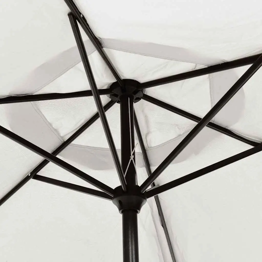Garden Parasol White 3m UV Protection Tilt Steel Pole Shade