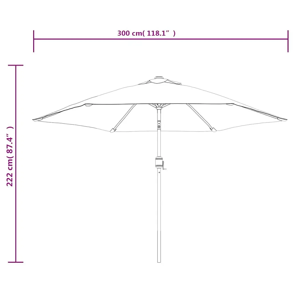Garden Parasol White 3m UV Protection Tilt Steel Pole Shade