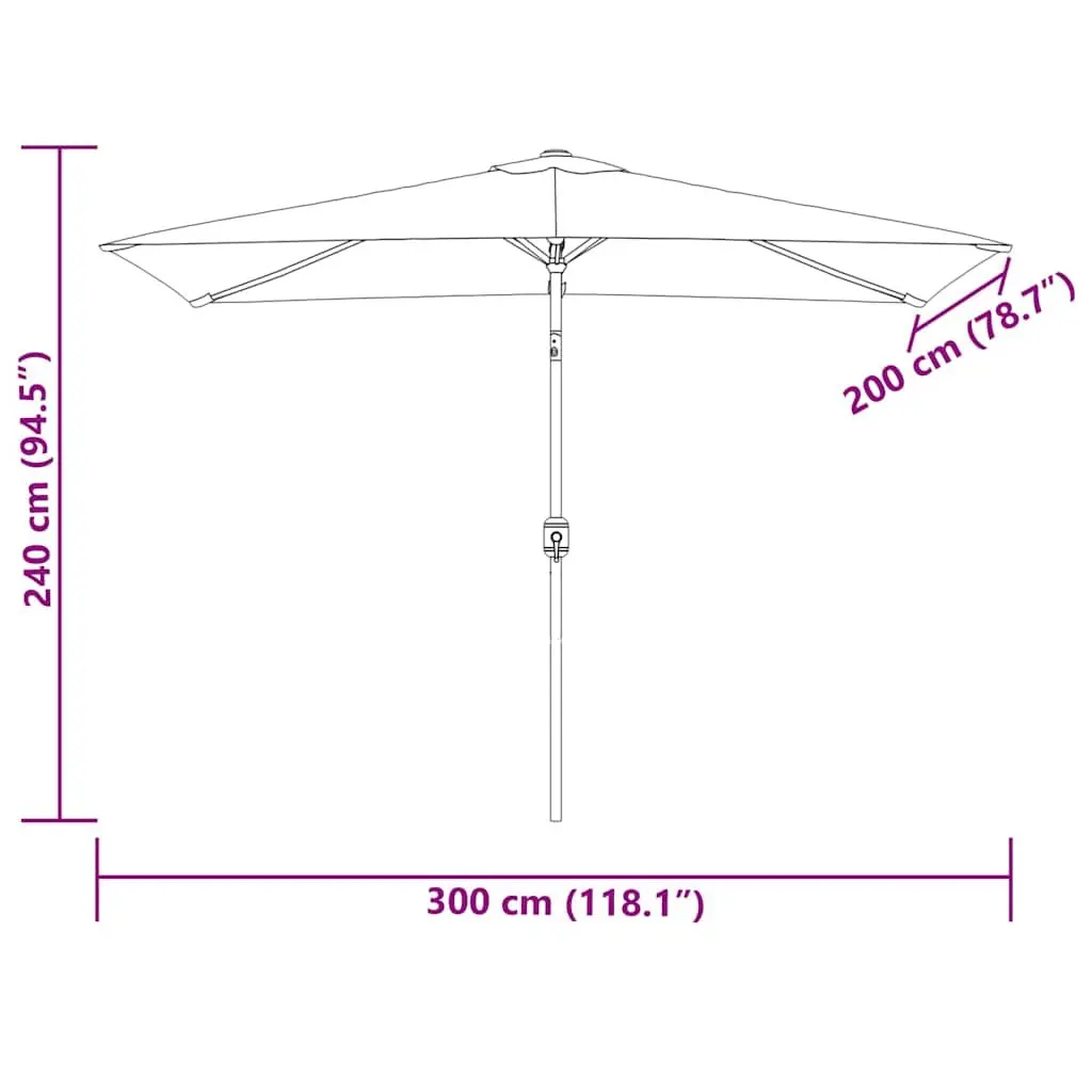 Garden Parasol Rectangular 200 x 300 cm UV Protection Outdoor Patio Sunshade