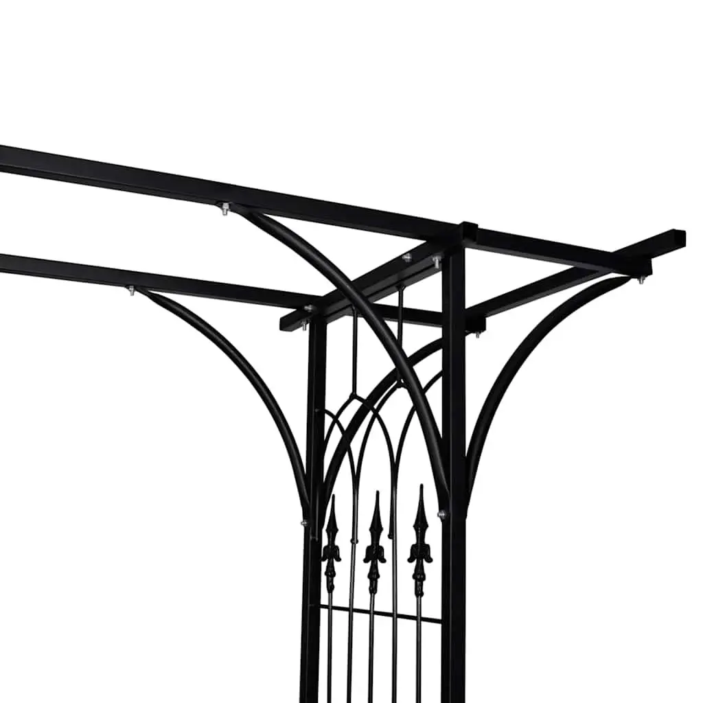 Garden Arch Black 200cm Wide Outdoor Climbing Plant Support Structure Frame
