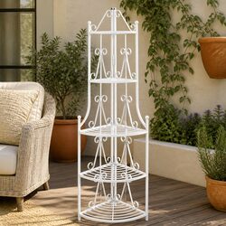 White Corner Plant Rack 5-Tier Garden Stand Flower Display Shelf 160cm Height