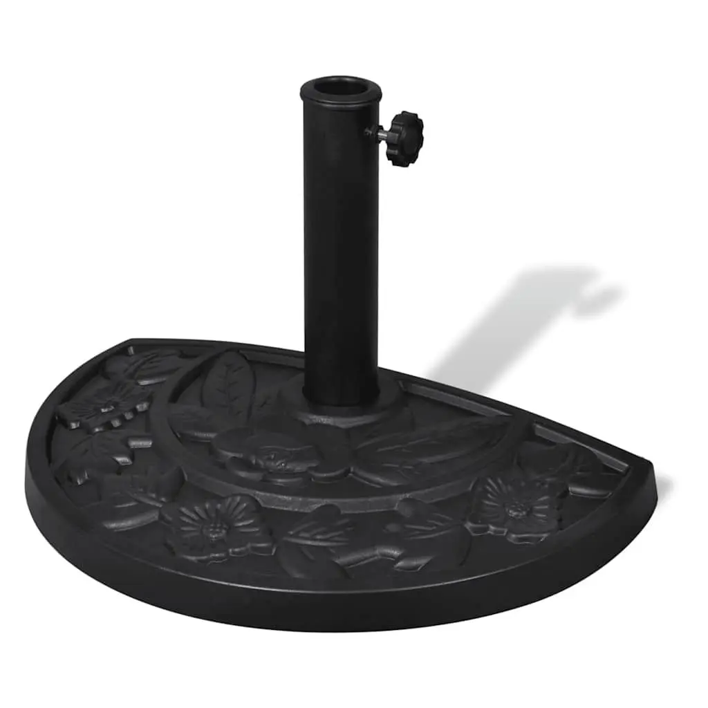 Half Round Parasol Base Black Resin Outdoor Umbrella Stand Durable Construction
