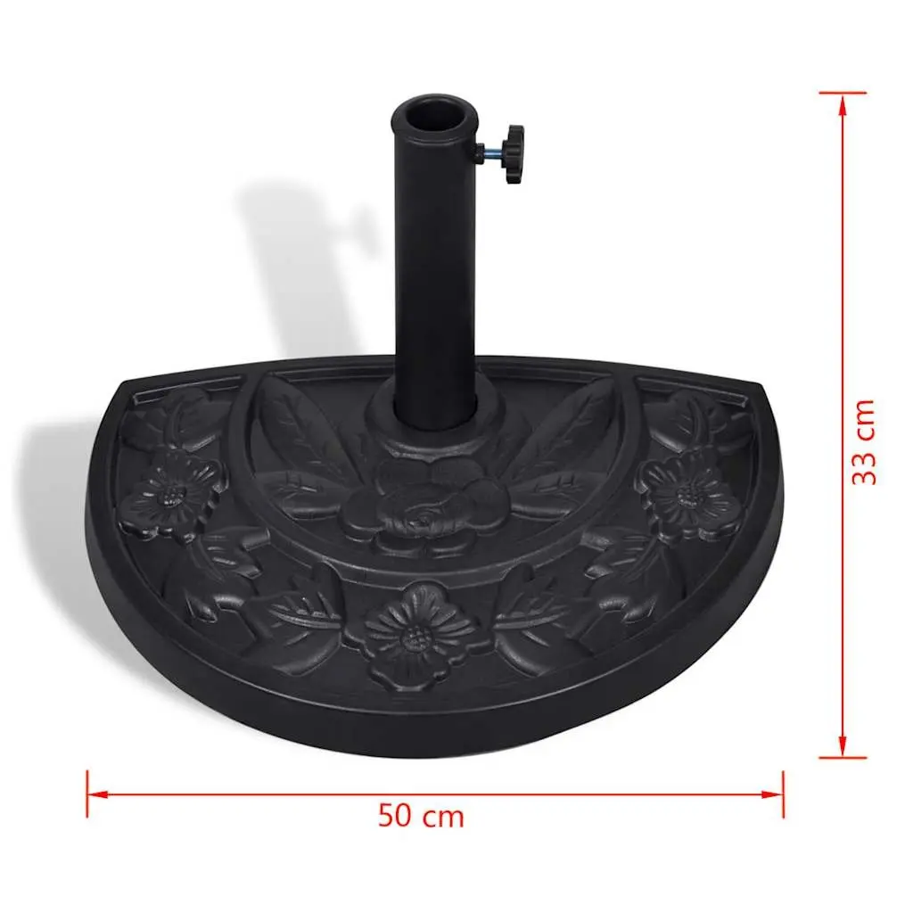 Half Round Parasol Base Black Resin Outdoor Umbrella Stand Durable Construction