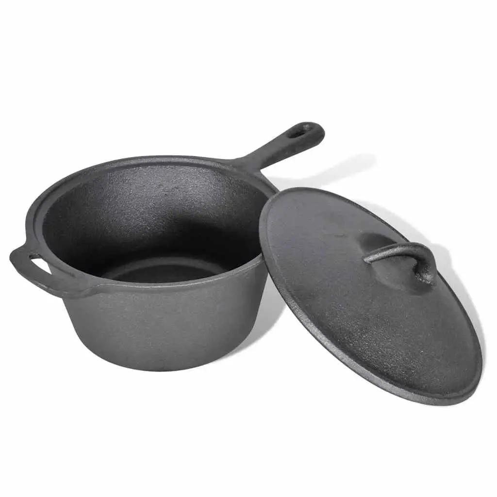 Dutch Oven Set Black 9 Piece Cookware Grill Pan Picnic Outdoor BBQ Camping Tools
