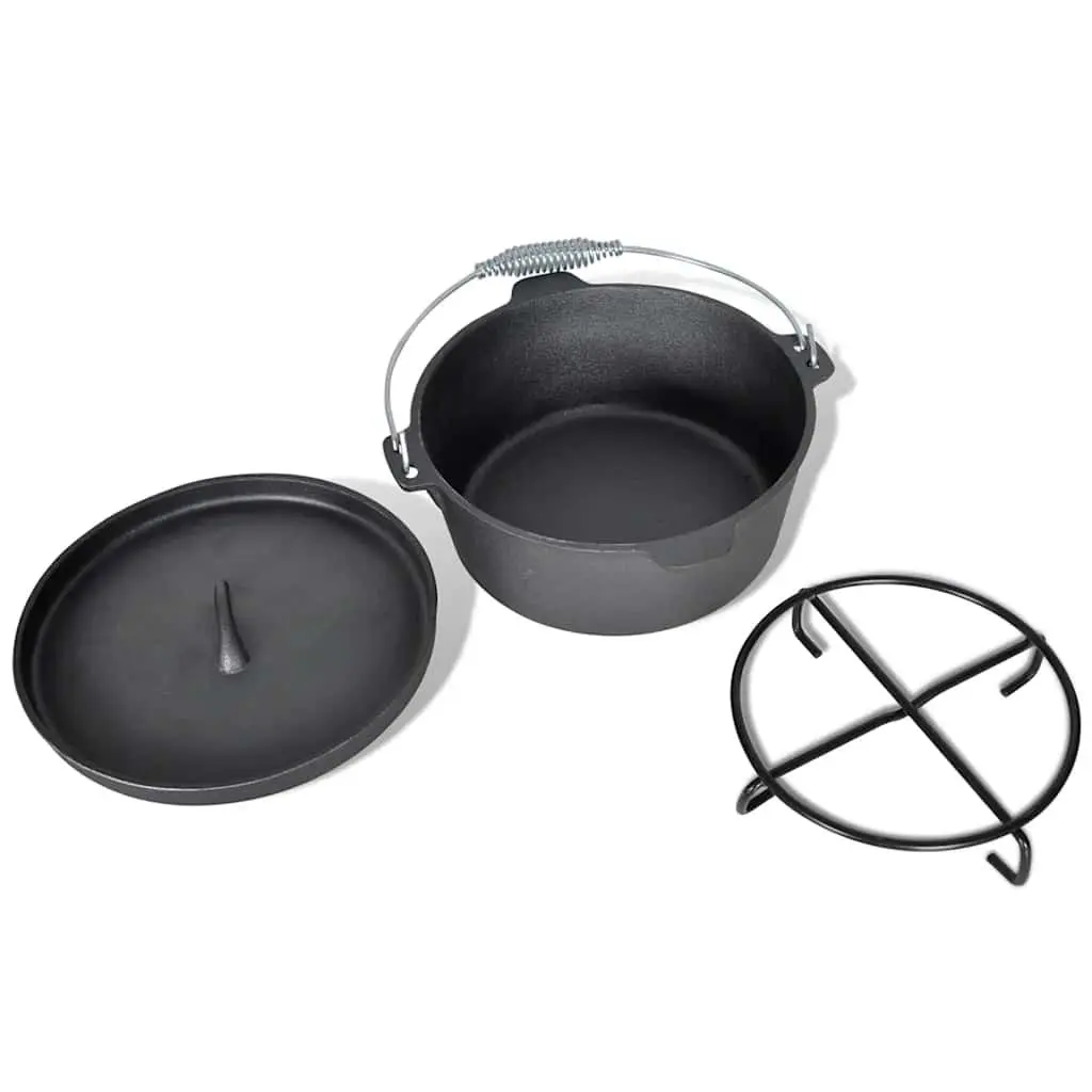 Dutch Oven Set Black 9 Piece Cookware Grill Pan Picnic Outdoor BBQ Camping Tools