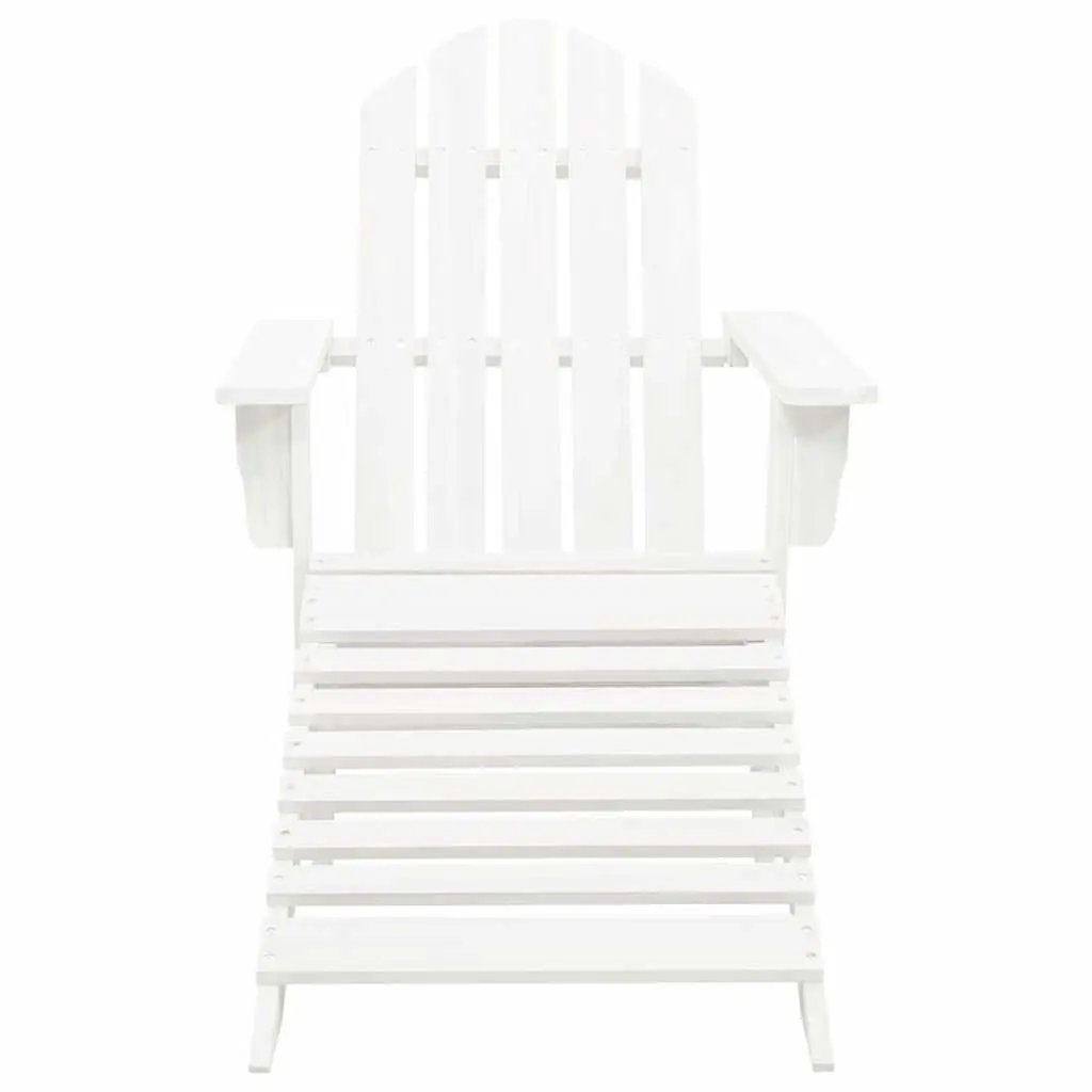 Garden Chair White Solid Hardwood Outdoor Armchair with Ottoman Weather-resistant