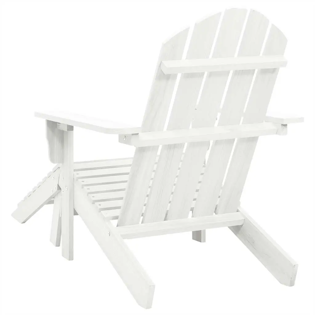 Garden Chair White Solid Hardwood Outdoor Armchair with Ottoman Weather-resistant